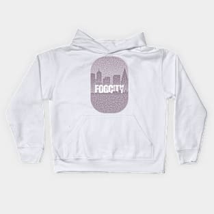 gloomy and fog city graphic design by ironpalette Kids Hoodie